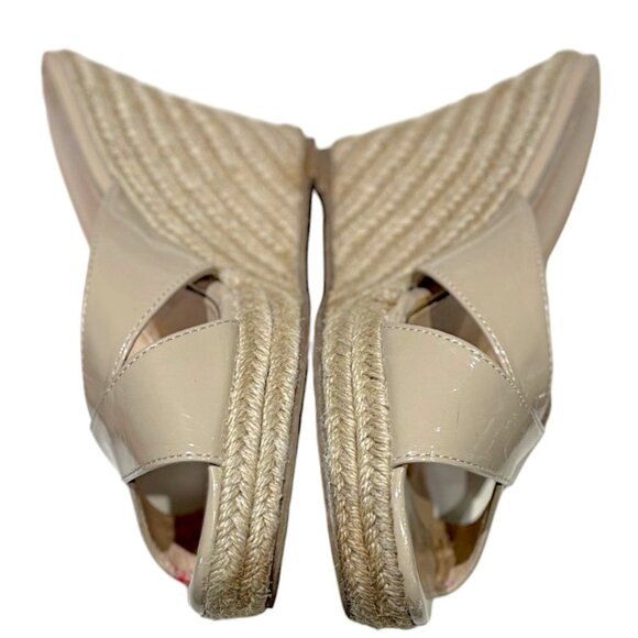 Kelsi Dagger Open Toe Patent Leather Criss Cross Strap Espadrille Wedge Size 8.5 - Picture 5 of 9